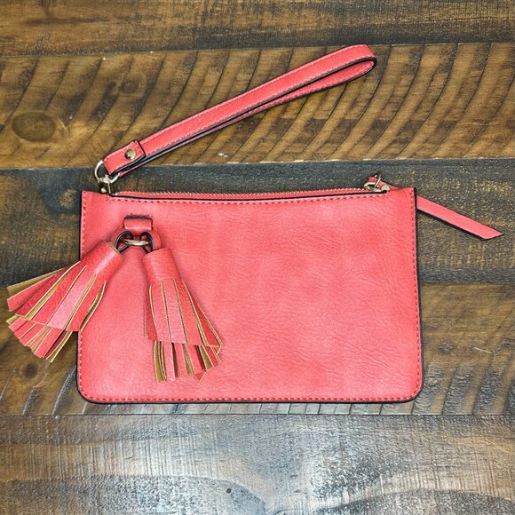 Melie Bianco Handbags - Melie Bianco Vegan Leather Wristlet Orange with Tassels